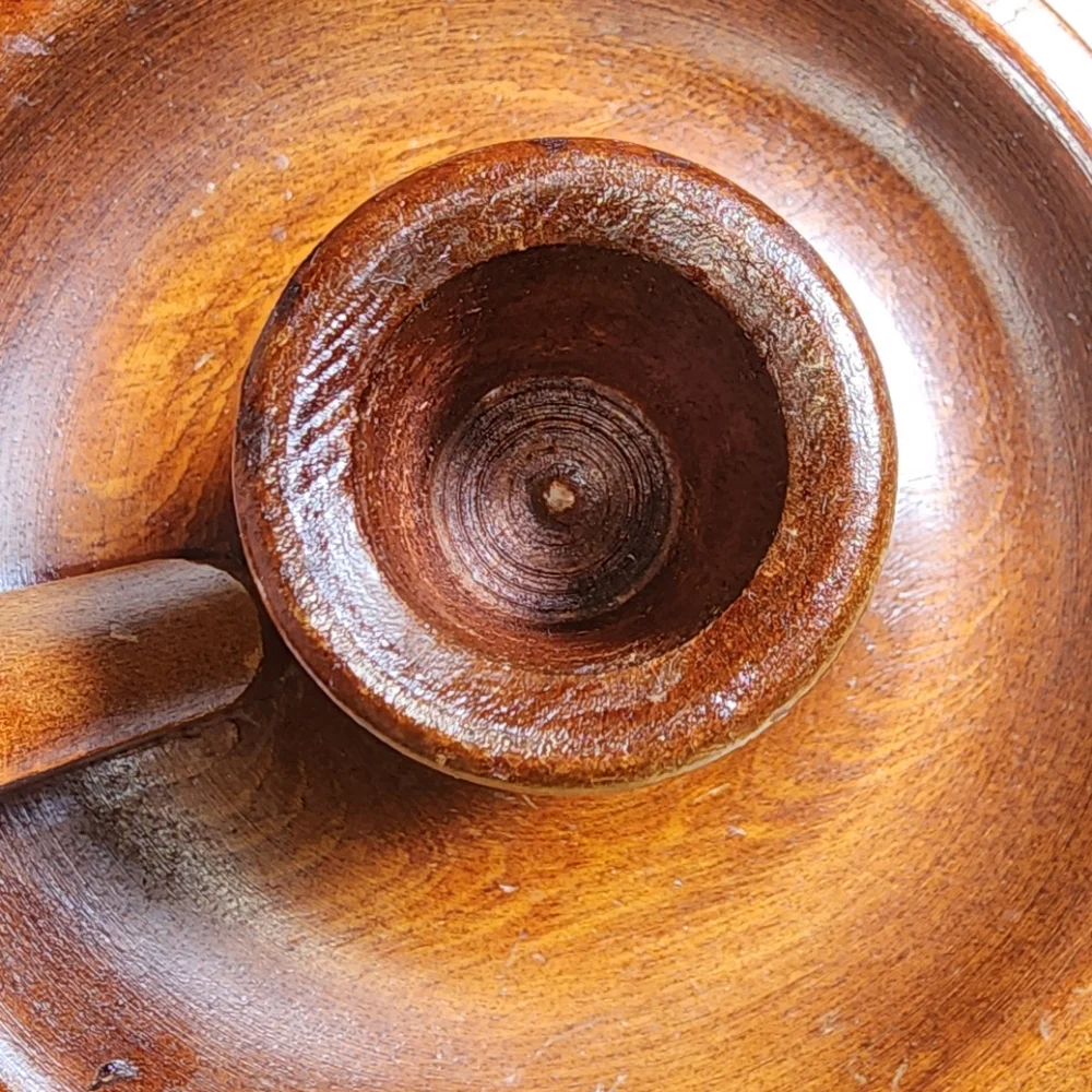 Ma Leck Of Wingate N.C. Vintage Brown Stained‎ Wood Colonial Style Candle Holder